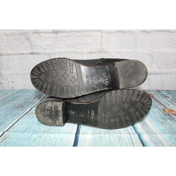 Napoleoni Black Leather Gold Plated Zipper Knee High Boots Size 39 / 9 - Picture 9 of 9